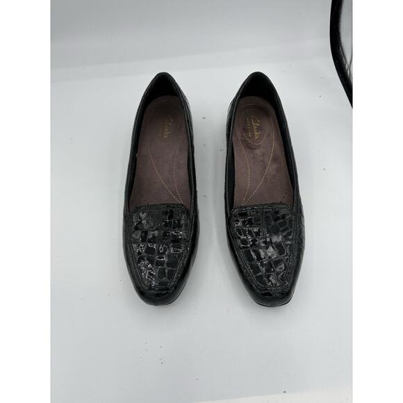 Clarks Artisan Loafers Womens 9 Keesha Luca Slip On Crocodile Patent Leather A1 - Picture 4 of 10